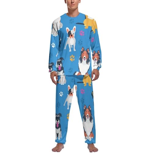 Vêtements de nuit homme motif chiot ensemble pijama pantalon confortable