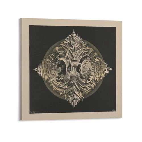 Toile M. C. Escher Tetrahedron Planetoid pour habiller un grand mur blanc sans relief 70x70