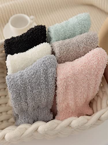 Wdirara Women's 6 Pairs Fuzzy Socks Cozy Fluffy Comfy Slipper Warm Socks Multicolor One-Size #TOP2
