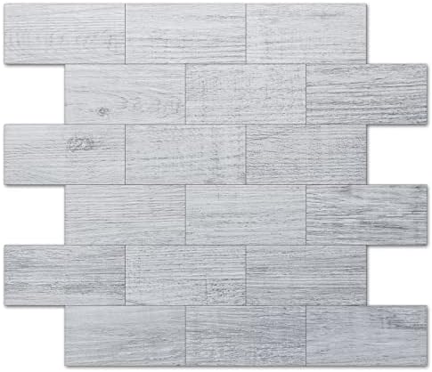Amazon Brand - Umi 10-Sheet Peel and Stick Backsplash PVC Wall Tile for Kitchen Backplash, Bathroom Vanities, Fireplace Decor, Laundry Table, Stair Decals in Light Rustic, Plastic-Sheets