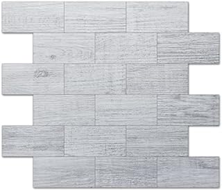 Amazon Brand - Umi 10-Sheet Peel and Stick Backsplash PVC Wall Tile for Kitchen Backplash, Bathroom Vanities, Fireplace Decor, Laundry Table, Stair Decals in Light Rustic, Plastic-Sheets