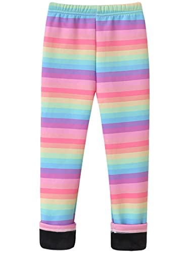 Kiench Girls' Fleece Leggings Winter Warm Thick Printing Kids Pants