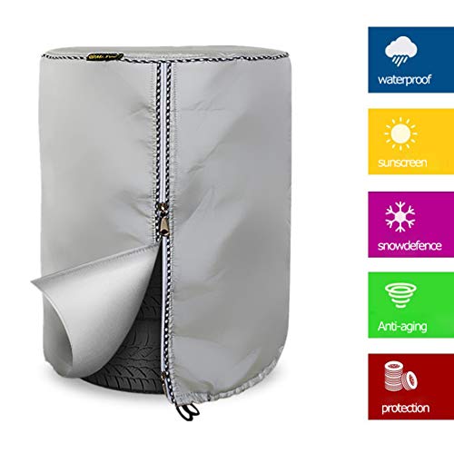 Mr.You Seasonal Tire Cover,Seasonal & Tire Storage Bag,Waterproof Dust-Proof (Fits up to 25" Tires, Silver)