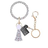 Wristlet Keychain Keyring Bracelet Bangle - Round Circle Key Ring Bracelet Leather Tassel Bracelet Holder For Women Girls