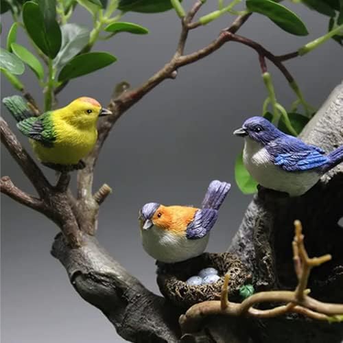 Comimark 8 pc Miniature Bird & Nest Set: Perfect for DIY Fairy Garden, Car & Home Decoration! image 3