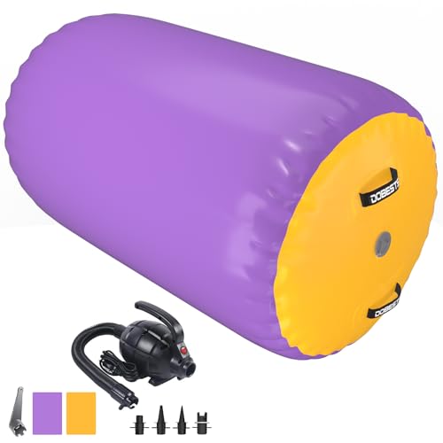 DOBESTS Air Track Colchoneta Gimnasia artistica 2/3/4/5/6m Hinchable 10/20cm gruesa, Colchoneta Deportiva con Bomba, tumbling gimnasia de Uso doméstico/Fitness/Yoga (morado y amarillo, 100x60 cm)