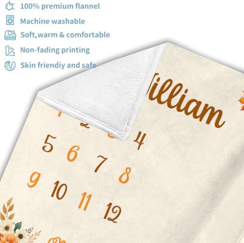 Image of OLIVE OLIVIA Personalized Monthly Baby Milestone Blanket,60 inchx80 inch | Baby Months Blanket, Perfect Custom Newborn Gifts With Star Frame