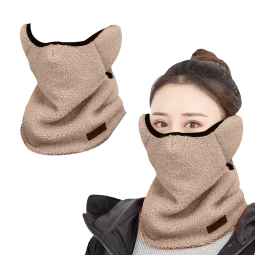 KXUSW 3 In 1 Scaldacollo Donna-Scaldacollo Donna Invernale-Scaldacollo Invernale Uomo-Cappello Passamontagna Maschera Per Uomo e Donna-Scaldaviso Antivento-Adatto Per l'Equitazione e Lo Sci(Cachi)