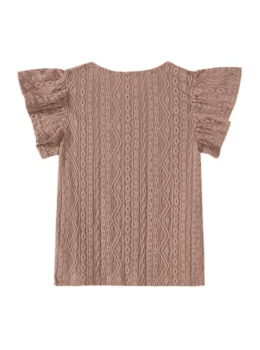 Image of Girls' Summer Shirts Cute Tops Ruffle Sleeve Crew Neck Casual Tees