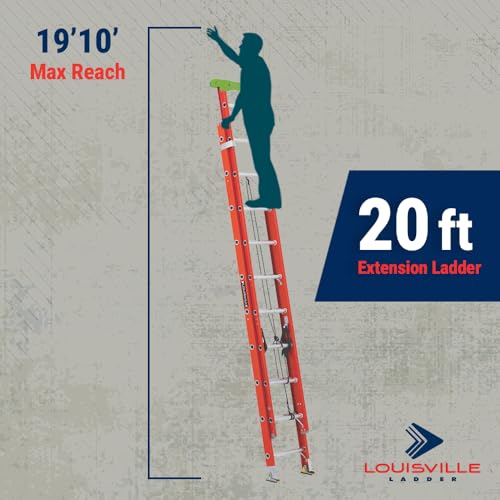 Louisville Ladder 20-Foot Fiberglass Extension Ladder, 300-Pound Load Capacity, Type IA, L-3022-20PT