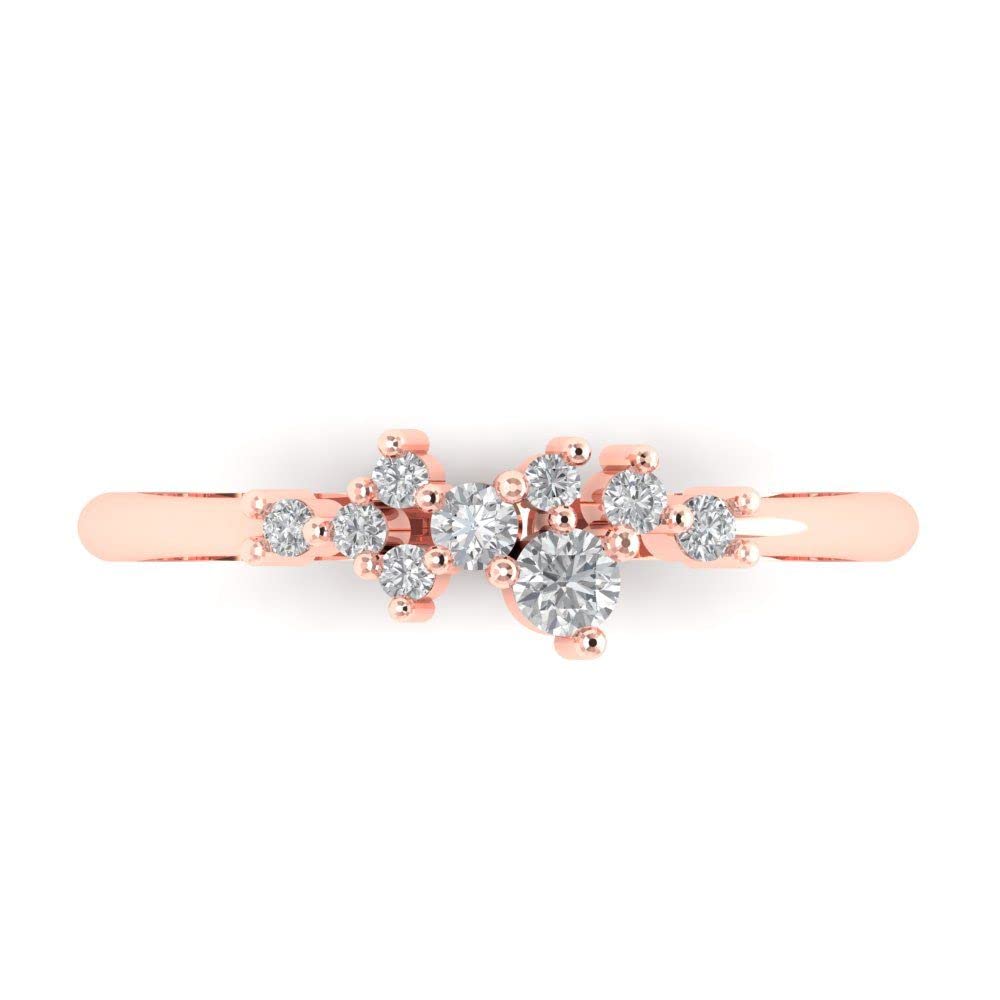 Clara Pucci 0.17Ct Round Cut Synthetic Moissanite 18K Rose Gold Engagement Wedding Stackable Band SZ 3.5