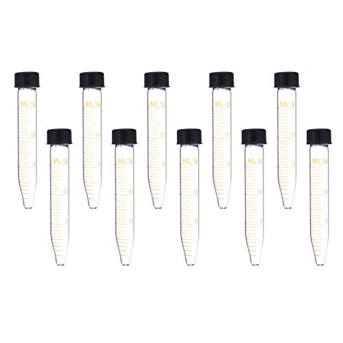 ULTECHNOVO 10pcs 15ml Conical Centrifuge Tubes with Scale Flat Screw Cap Glass Test Tubes for Laboratory Scientific Glass Vial Tubes