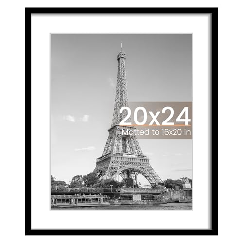 Image of upsimples 20x24 Picture Frame, Display Pictures 16x20 with Mat or 20 x 24 Without, Wall Hanging Poster Frames, Black, 1 Pack