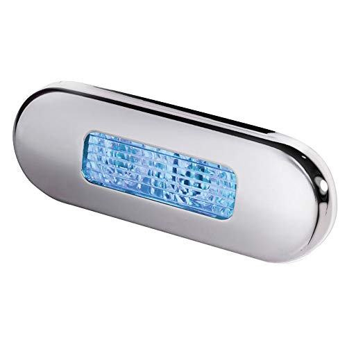Hella Marine 18717852 Surface Mount Oblong Led Courtesy Lamp - Blue Led - Stainless Steel Bezel