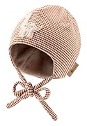 Sterntaler Beanie mit Stickmotiv Dino für Jungen - Baby und Kinder Mütze mit angeschnittenen Ohrenklappen und Bindeband - gefüttert mit Baumwollfleece - rost, 35