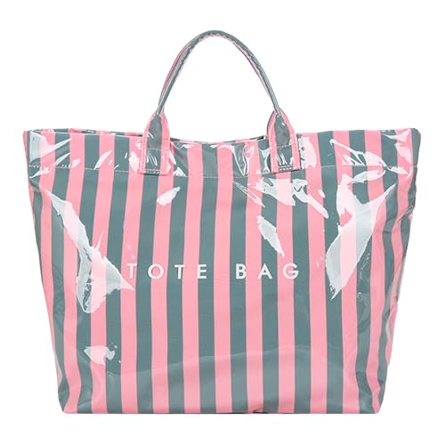Bolsa Tote a cuadros de PVC para mujer grande miniatura 1