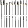20PCS 1/8 Shank Tungsten Carbide Burr Set Diamond Files HRA85 Rotary Tool Accessory Kit, Accessories for Dremel Rotary Drill Air Die Grinder, Graving Tools for Metal Polishing, Wood Carving