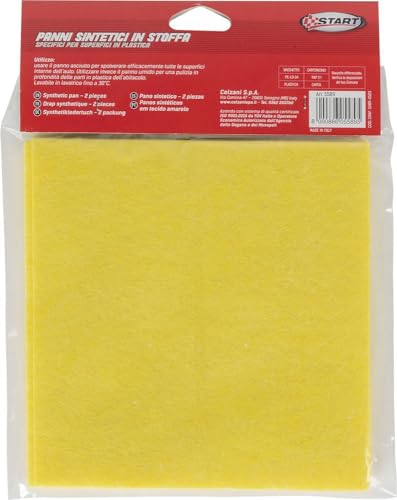 Start — Gelbe Autotücher aus synthetischem Gewebe mit hoher Saugfähigkeit, weich und widerstandsfähig, 2 Stück zur Innen- und Außenreinigung, Glas und Karosserie ohne Streifen oder Kratzer