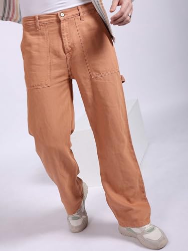 Image of The Indian Garage Co Men Baggy Solid Mid-Rise Stretchable Jeans