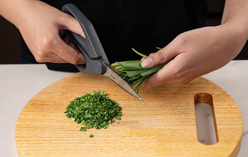 Image of Zyliss Household Scissors - Multi-Purpose Stainless Steel Kitchen & Home Shears with Built-in Box Cutter - Wheat Straw Handle, Dishwasher Safe, Everyday Cutting Tool, 5-Year Guarantee