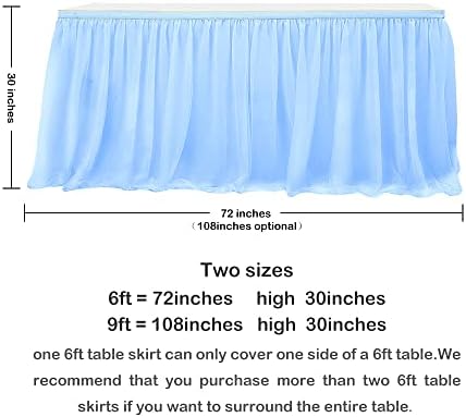 MineSha Handmade 2 Yards 3 Layers Mesh Fluffy Tutu Tulle Table Skirt For Party,Wedding,Birthday Party,Baby Show&Home Decoration (L6(ft)*H 30in, Blue)