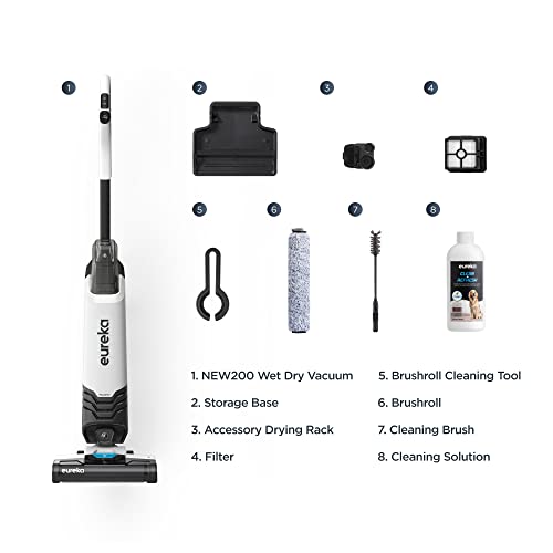 Eureka Wet Dry Vacuum Cleaner Cordless, Mop Vacuum Cleaner with Self-Cleaning System, Lightweight Hardwood Floors Vacuum for Pets and Sticky Messes, Black and White, NEW200 - image 8