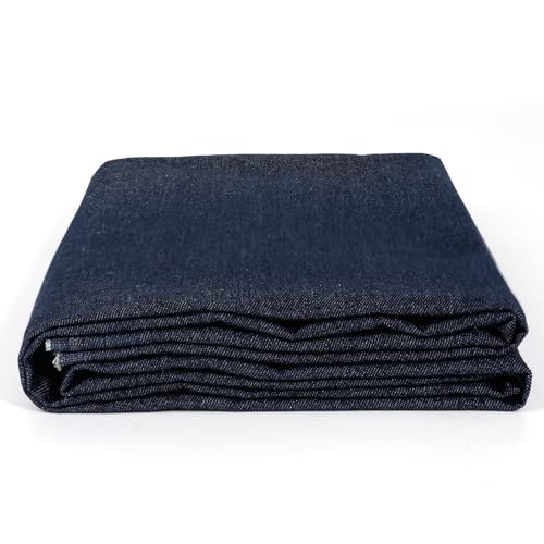 10 OZ 100% Cotton Indigo Washed Denim Fabric | 62 Wide by The Yard | Deep Blue for Jeans Jackets Skirts & Dresses