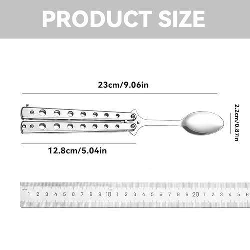 2Pcs Foldable Butterfly Camping Spoon Convenient Detachable Camping Spoon Useful Stainless Steel Foldable Utensils for Camping Travel Outdoor - Image 2
