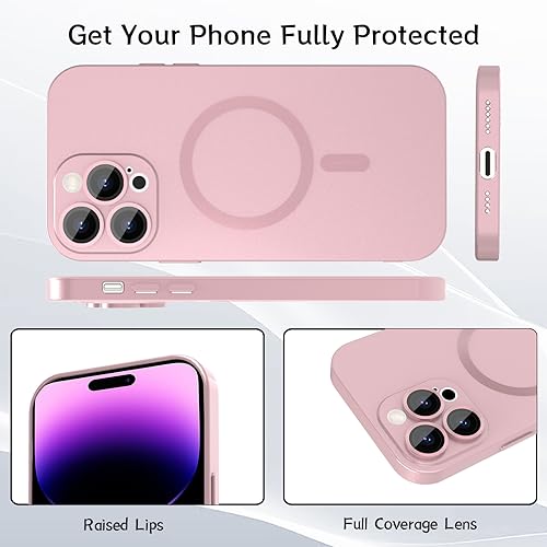 ankofave Magnetic for iPhone 15 Pro Max Phone Case for Women, Matte Luxury Soft Metallic Luster Design with Camera Lens Protector, Compatible with Magsafe Case for iPhone 15 Pro Max 6.7"-Pink by ankofave - Image 3