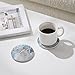 Hoomey Set of 6 Abstract Blue Marble Coasters with Holder, Absorbent Ceramic Coasters for Drinks, Coasters with Cork Backing for Table Protection, Housewarming Gifts for New Home