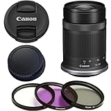 Canon RF-S 55-210mm f/5-7.1 IS STM Lens (New, White Box) with 3 Piece Filter Kit (Ultra Violet/Circular Polarized/Fluorescent) (Renewed), Black
