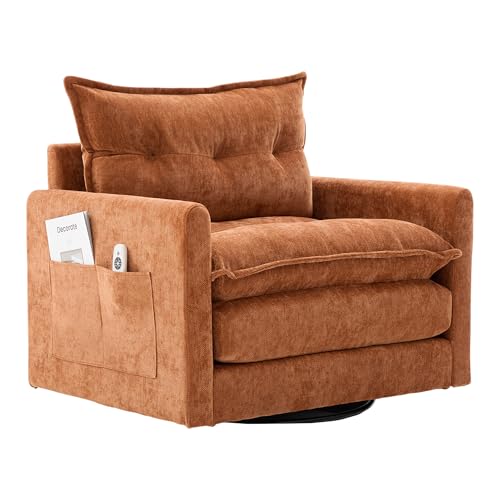 Sillón giratorio chenille marrón miniatura 7