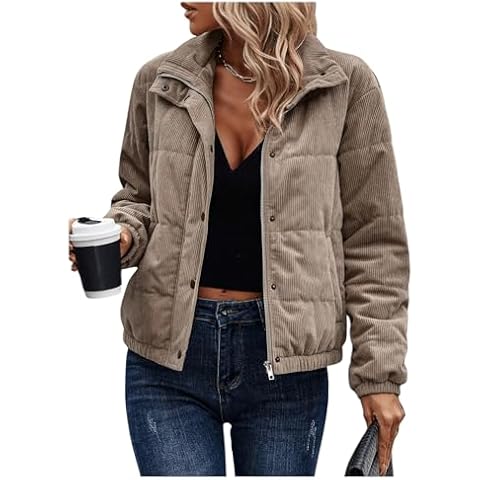 SOLY HUX Women's Corduroy Puffer Jacket Cover