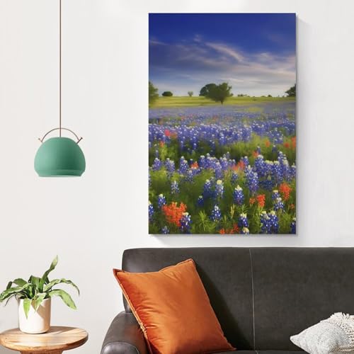 Tableau Texas Bluebonnets impression sur toile moderne pour décoration murale - 4
