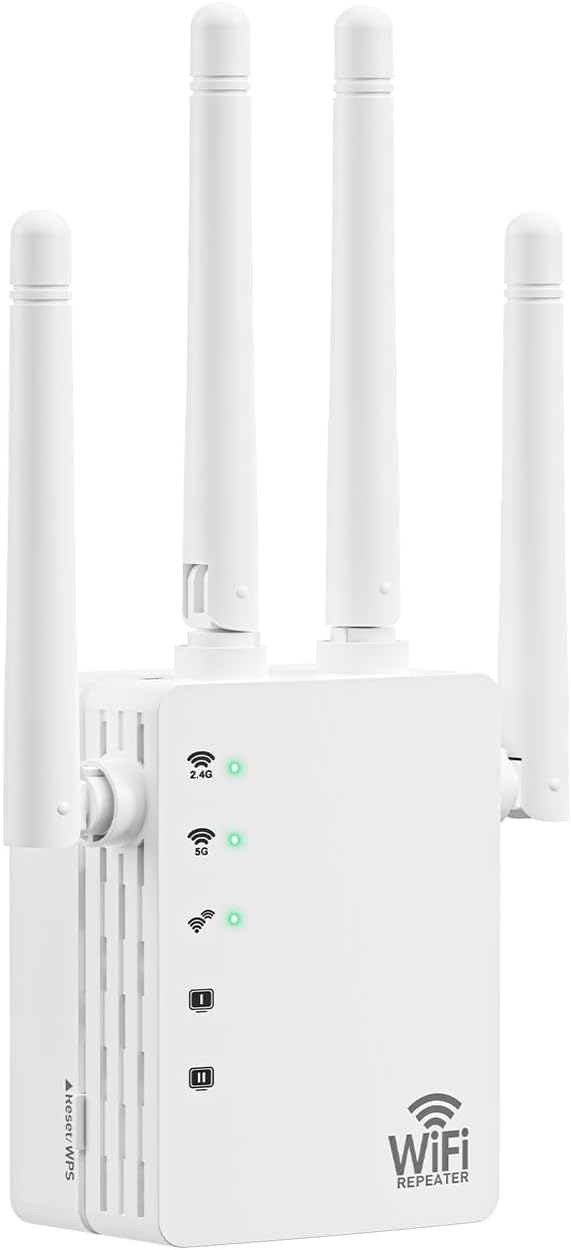 WiFi Extender,WiFi Extenders Signal Booster - WiFi Repeater with 12880 Sq.ft Coverage 105 Devices,with 1200Mbps Dual - Band 2.4G&5G,1-Tap Setup,Supports Ethernet Port,Faster Speed