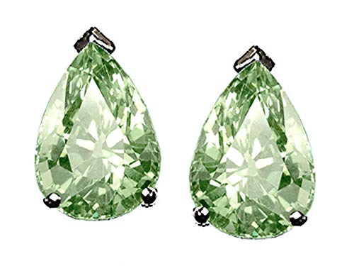 Tommaso Design Pear Shape Green Amethyst Earrings 14 Kt Yellow Gold #TOP23