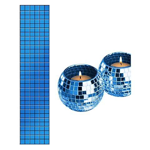 LUO YIYI 5mm by 5mm Blue Self - Adhesive Mosaic Tiles Square Glass for DIY Craft Decoration Interior Decorations, Card Making, Scrapbooking and Art Collage(1 rolls-1600pcs ) (6-1600) Cover