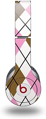 Skin Decal Wrap Works with Original Beats Solo HD Headphones Argyle Pink and Brown Skin Only (Headphones NOT Included)