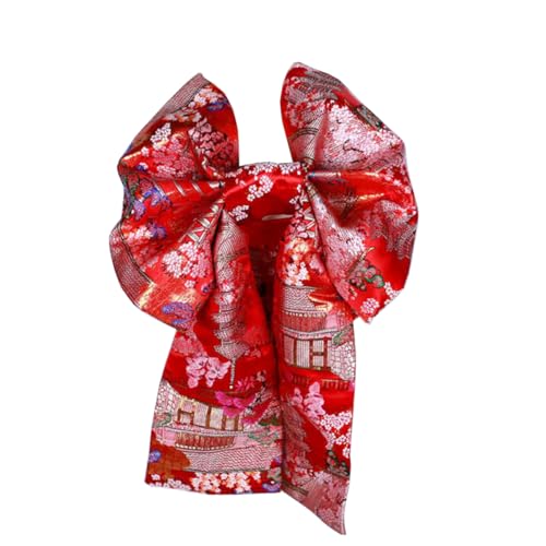 Womens Japanese Kimono Obi Belt Pre Tied Bow Jacquard Long Tailed Belt Sash Yukata Robe Accessories