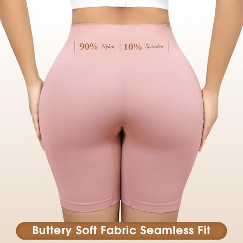 4 Pack Slip Shorts for Under Dresses Anti Chafing Underwear Seamless Comfortable Smooth Yoga Biker Workout Shorts4