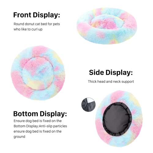 image for USOR Calming Cat Beds & Dog Bed, Anti-Anxiety Donut Dog Cuddler Bed, L