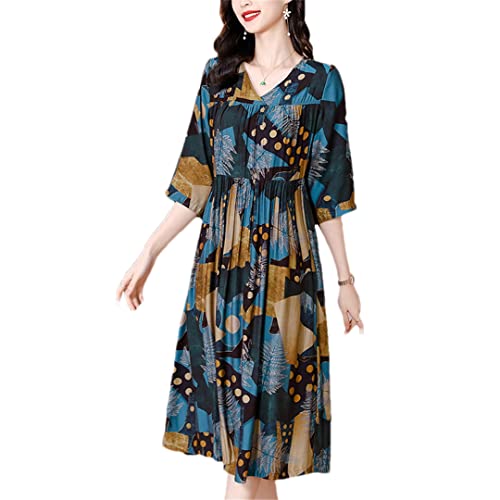 Robe en soie de mûrier femme grande taille col en V mi-longue 4XL