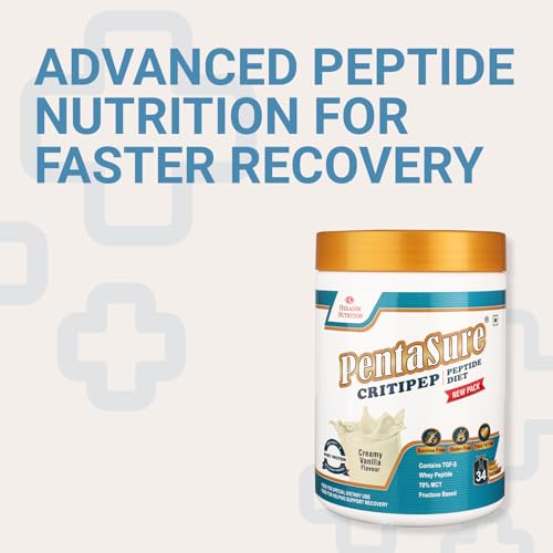 Image of PentaSure Critipep Peptide Diet Powder | Creamy Vanilla Flavor - 400g | 100% Whey Peptide, MCT, Fructose Based Nutritional Supplement Drink | 34 Vital Nutrients | 20g Protein per 100g