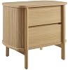 Modway Cadence Fluted 2-Drawer Nightstand in [Color] - Mid Century Modern Bedside with Storage - Wood Grain - Boho Side or End Table for Living Room or Bedroom