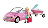 PLAYMOBIL Barbie Cabrio | Cabrio mit Anhänger & Jetski | Sommerabenteuer mit Barbie an der Malibu‑Küste | Fahrzeug‑ & Wasserspaß | Kreatives Spielset für Kinder ab 4 Jahren | 72123