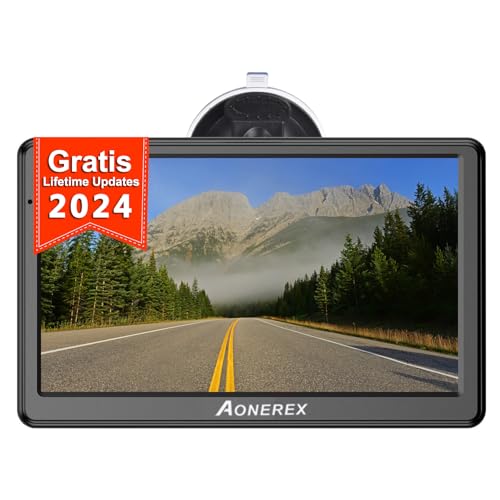 Aonerex Sat Nav, 7-inch GPS Navigation Preinstalled 2024 UK Europe Maps (FREE Lifetime Updates) with Voice Guidance, POI Search, Speed Limit Alert for Car Truck HGV Lorry Motorhome