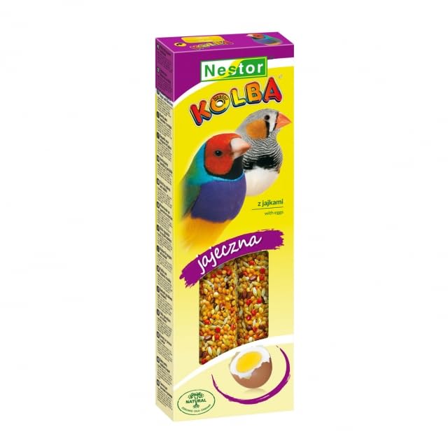 Birds Dedicated Food in Form of Stick for Finches Budgie Parrots Canary Parakeets Bird Eggs Treats Pack of Two Sticks inside Pack 85g with Hooks
