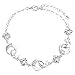 EleQueen 925 Sterling Silver Round CZ Moon Star Bracelet Chain, 6.9"+1.3" Extender