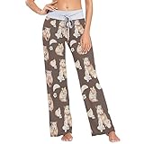 Fisyme Cute Hamster Mouse Pajama Pants for Women Soft Comfy Pjs Bottoms Drawstring Wide Leg Jogger Lounge Yoga Sweat Pants Sleepwear