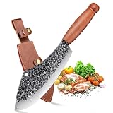MEN WITH THE POT Knife Forged Butcher Knife with Sheath & Gift Box Japanese Chef Meat and Vegetable Cleaver Knife for Kitchen and Camping - Made of High Carbon Steel